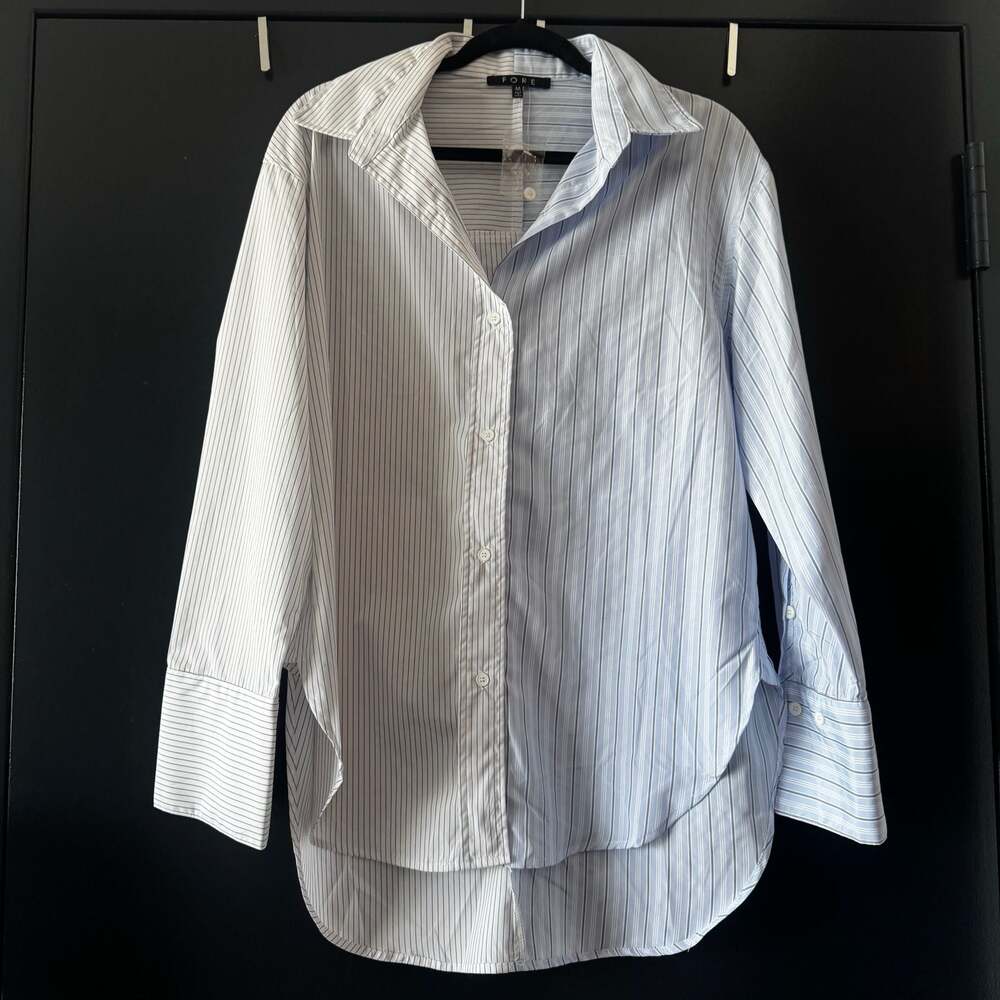 FORE Women's Asymmetric Contrast - long sleeve button down